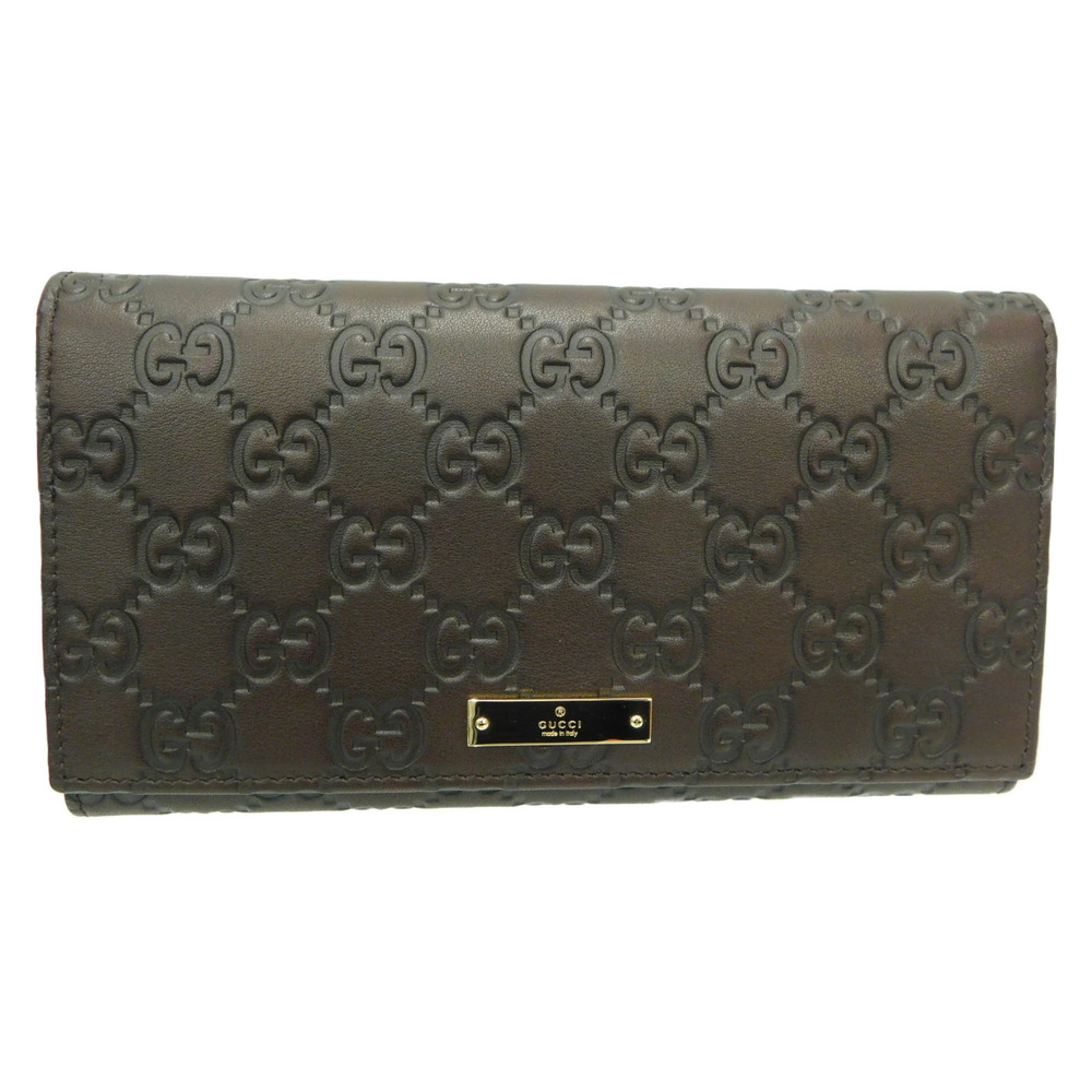 GUCCI Guccissima Leather Long Wallet Bi fold Brown